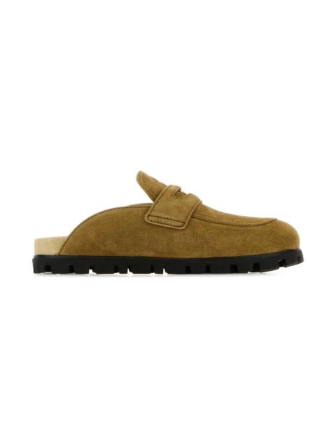 Miu Miu Olive Green Suede Slippers