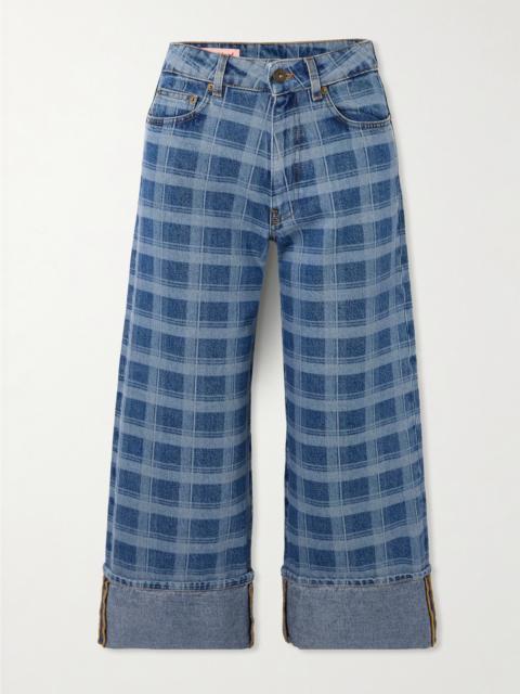 Molly Goddard Leo Cropped Checked High-rise Straight-leg Jeans