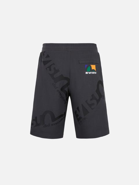 EVISU Allover Logo and Seagull Print Regular Fit Sweatshorts