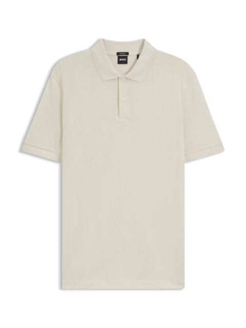 BOSS COTTON POLO SHIRT WITH HERRINGBONE STRUCTURE