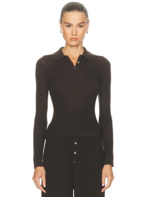 GUEST IN RESIDENCE Long Sleeve Shrunken Polo Top