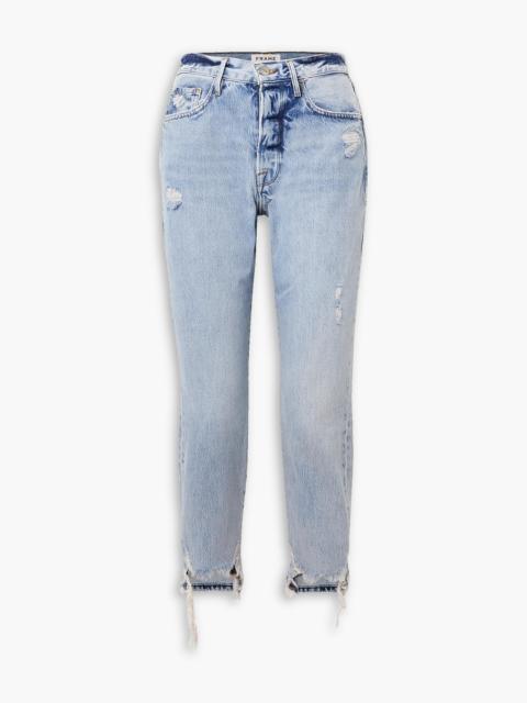 FRAME Le Original cropped distressed high-rise straight-leg jeans