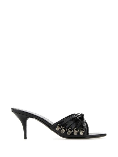 BALENCIAGA Black leather Cagole mules