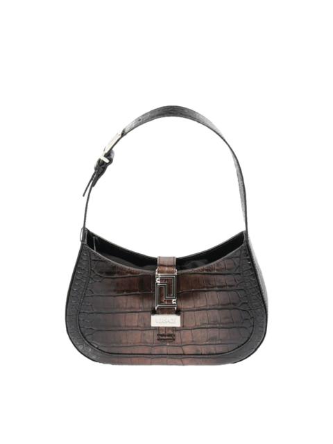 crocodile-effect leather shoulder bag