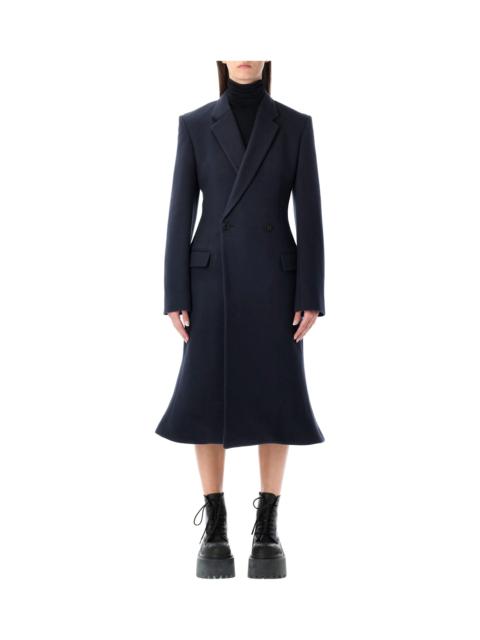 BALENCIAGA Balenciaga Navy Brushed Wool Midi Godet Coat