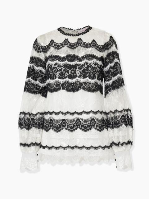 CAROLINA HERRERA Embroidered Lace Mock Neck Top