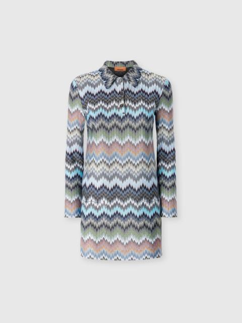 Missoni Snake-Pattern Viscose Polo Mini Dress