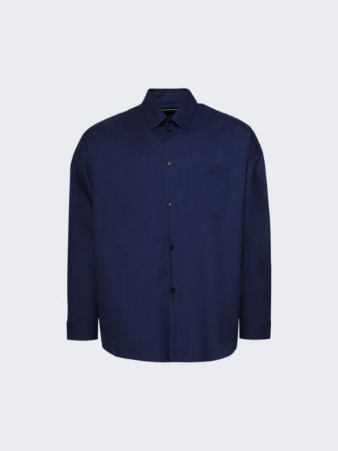 Marni Tropical Wool Long-sleeved Shirt Blue