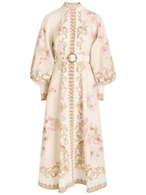 Zimmermann Zimmermann Hypnotic Floral-print Linen Midi Shirt Dress