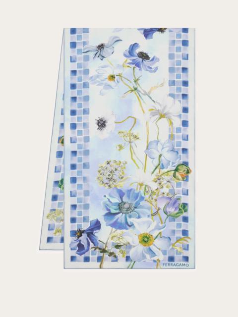 Fiori print silk scarf