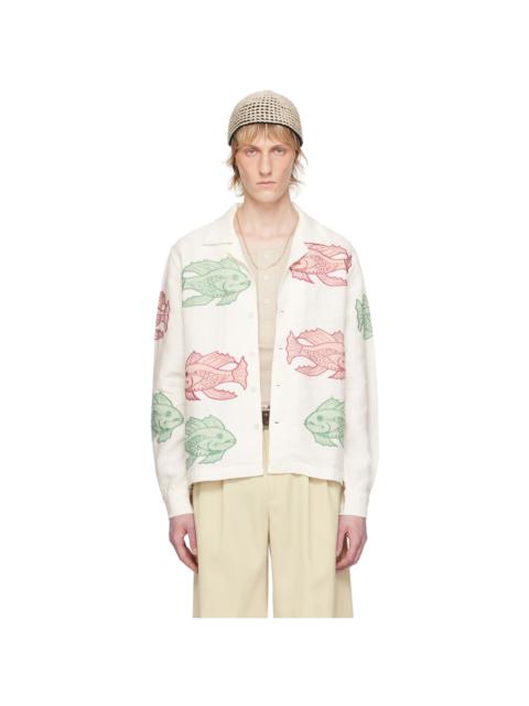 BODE White Piscine Appliqué Shirt