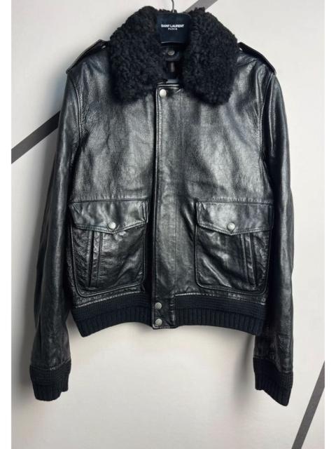 SAINT LAURENT Saint Laurent SS17 Classic Black Leather Shearling Jacket