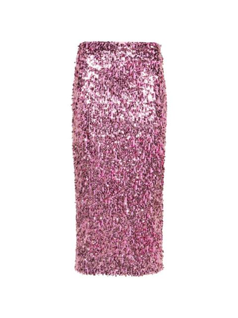 Rotate Ladies Pink Sequin Pencil Skirt