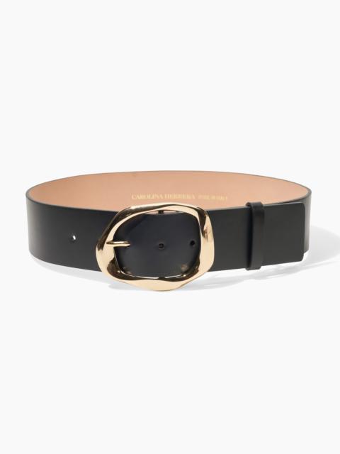 CAROLINA HERRERA Sculptural Buckle Leather Belt