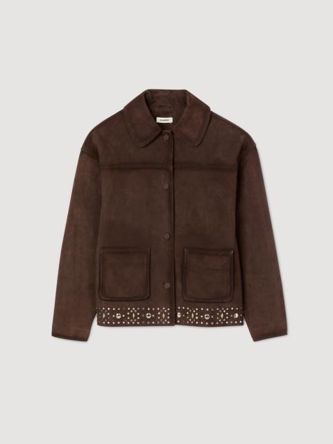 Sandro STUDDED SUEDE LEATHER JACKET