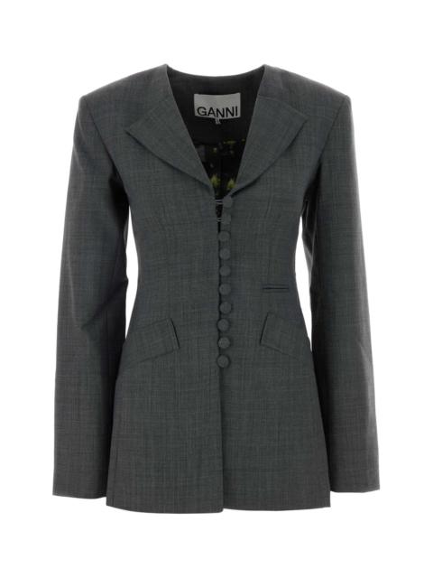 GANNI Ganni Women Grey Twill Blazer