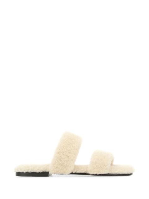 SAINT LAURENT Saint Laurent Men Ivory Shearling Bleach Slippers
