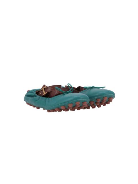Tod's Tods Womens Green/Brown Ballerina, Size 7