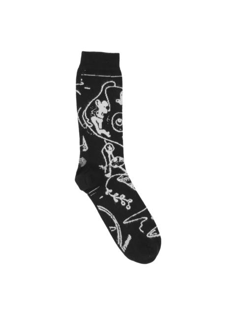 HENRIK VIBSKOV DOODLE SOCKS HOMME - BLACK DOODLE