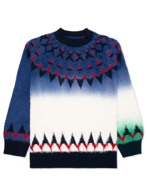 sacai JACQUARD KNIT PULLOVER - NAVY