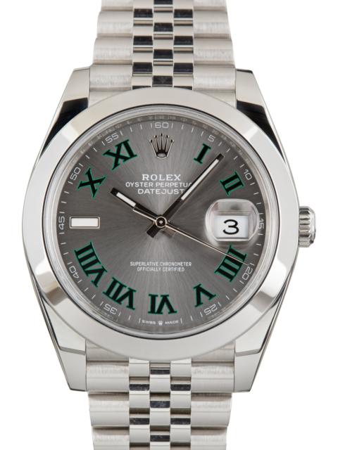 ROLEX Pre-Owned Rolex Datejust 41 Slate Wimbledon Dial Ref 126300