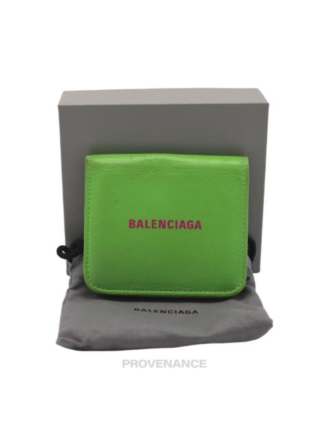 BALENCIAGA Balenciaga Logo Print Bifold Wallet - Green Leather
