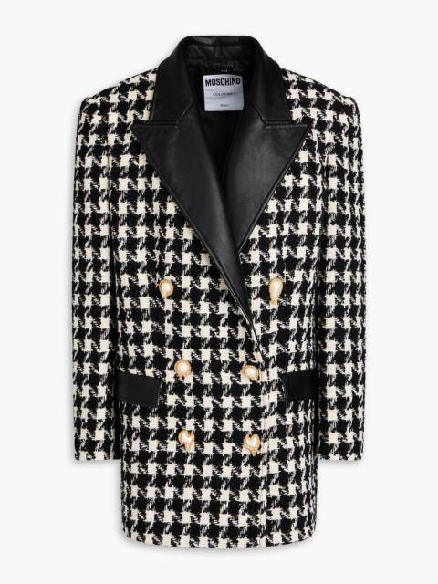 Moschino Double-breasted houndstooth wool-blend tweed blazer