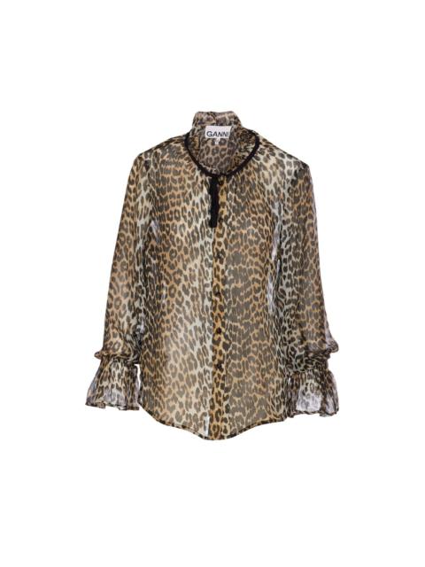 Ganni Women Leopard Print Shirt