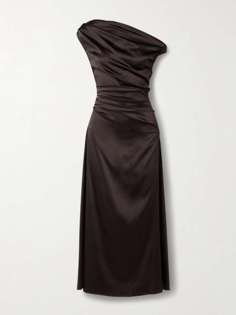 Phare draped silk-blend midi dress Dark brown