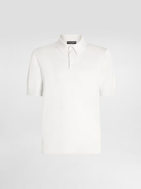 Dolce & Gabbana Silk polo-shirt with logo embroidery