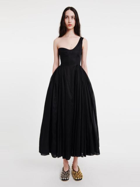 A.W.A.K.E. MODE ASYMMETRIC OFF-SHOULDER DRESS WITH GATHERED SKIRT BLACK