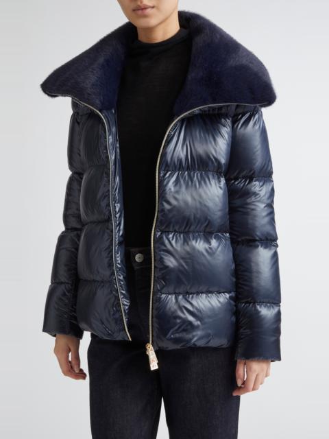 Herno Herno Shiny Nylon Down Jacket in Blue Navy at Nordstrom