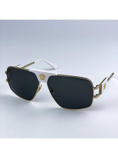 VERSACE NEW Versace VE2251 147187 Gold White Dark Grey Metal Pilot WomenSunglasses