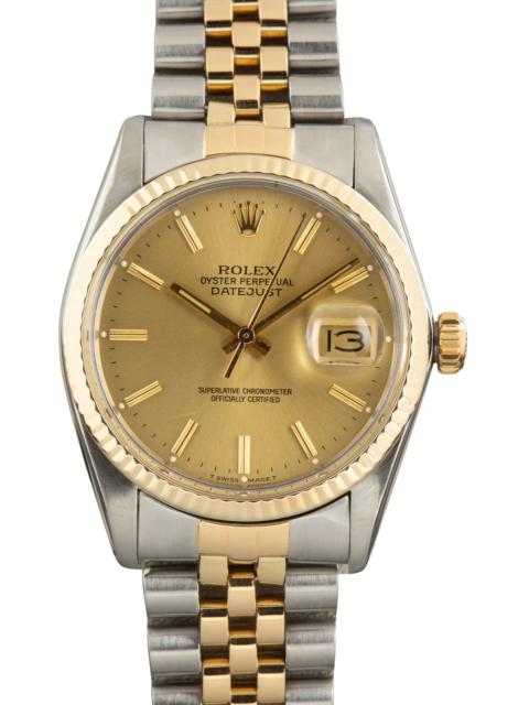ROLEX Used Steel & Gold Rolex Datejust 36 Champagne Dial Ref 16013