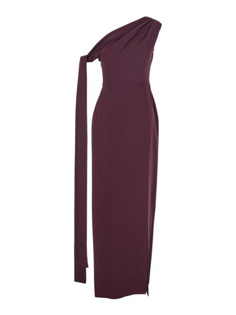SOLACE LONDON Solace London Women 'Irina' Bordeaux One-Shoulder Long Dress With Draped Neckline In Fabric Woman