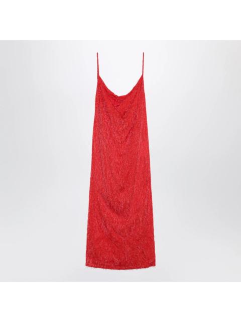 Bottega Veneta BOTTEGA VENETA Red Fringe Effect Midi Dress New & Authentic