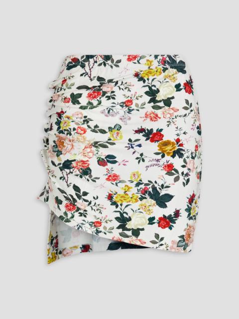 rabanne Ruched floral-print jersey mini skirt