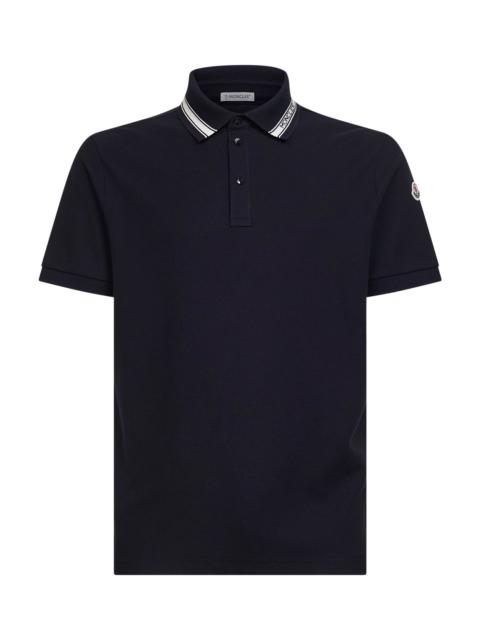 Moncler Moncler Men Blue Cotton Pique Polo Shirt With Logo Detail