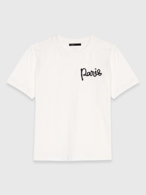 maje T-shirt with embroidered Paris logo