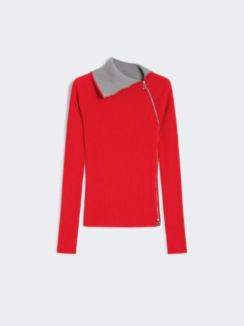 Sportmax Sweater with zip-up high neck detail - RED