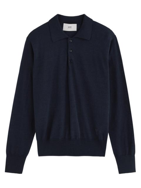 Ami Paris Wool and Silk-blend Polo Shirt
