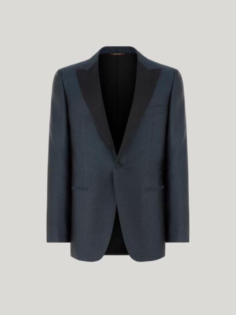 Canali TEAL AND BLACK PURE SILK TUXEDO JACKET