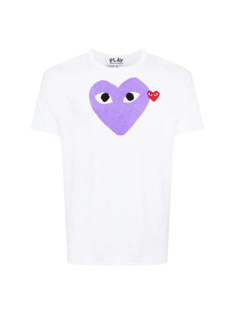 Comme des Garçons PLAY UNISEX SHORT SLEEVE TEE BIG PURPLE HEART - WHITE