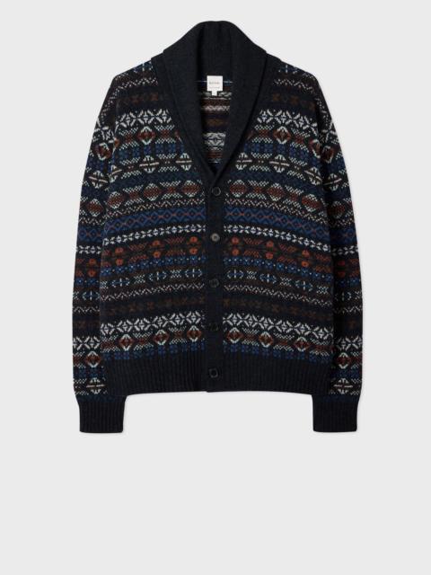Paul Smith Navy Fair Isle Wool Cardigan