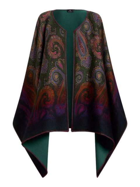 Etro Etro Women Reversible Wool Cape With Dégradé Paisley Pattern
