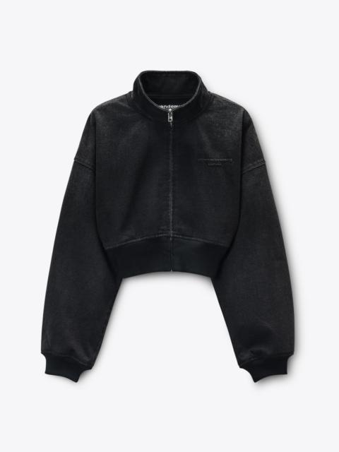 Alexander Wang Black Brushed Denim Funnel Neck Jacket