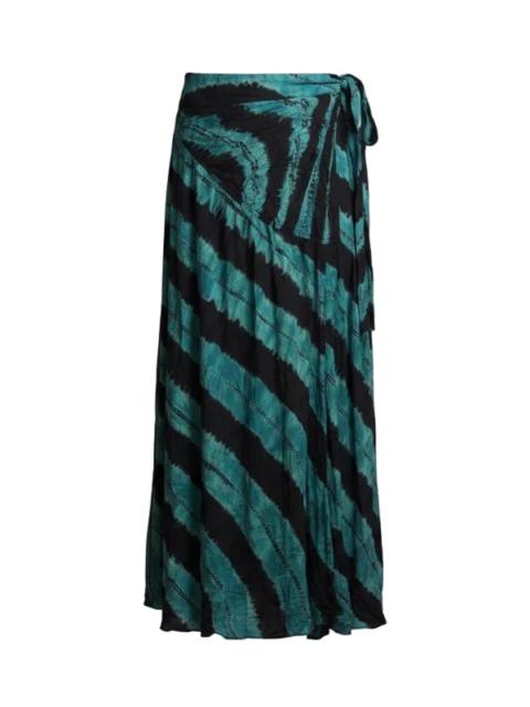 ULLA JOHNSON Freya Shibori Dyed Skirt in Malachite