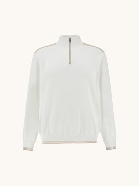 Paul & Shark HALF‑ZIP SWEATER IN PIUMA COTTON WITH TYPHOON® DETAILS