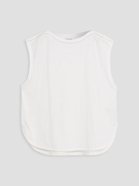 Brunello Cucinelli Bead-embellished cotton-jersey top