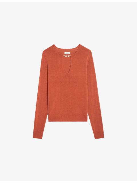 Zadig & Voltaire Sayan Wing-Embellished Long-Sleeve Cotton-Blend Jumper